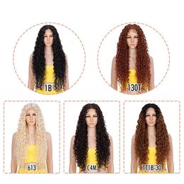 2024 High Quality 30 Inches Center Parting Long Wigs Hot Sale Black Small Wavy Hair For Black Women Wholesale Europe America Fashion Lace front Rose Net Long Curly Wig