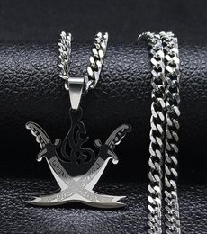 Pendant Necklaces Arabic Retro Imam Ali Sword Muslim Islam Knife Stainless Steel Necklace Men Women Silver Colour Jewellery N4517S09780696