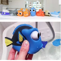 Hot and cute baby bathroom toy water spray squeezing sound exfoliating toy children floating water bath rubber bathroom game animals Y240416