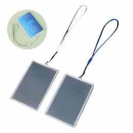 1pc Transparent Flip Case Cover ID Card Holder with Lanyard Name Tag Student Bus Card Credit Card Employee Acc Holder l514#