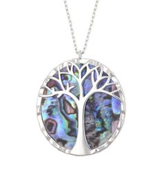 New Fashion 925 Sterling Silver Tree of Life Pendant Natural Abalone Shell Necklace Glamour Women Wedding Jewelry3755158