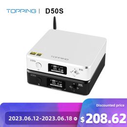 Connectors Topping D50s Hifi Usb Dac Es9038q2m Xmos Xu208 Bluetooth Decoder Amp Dsd Optical Caoxial Input 32bit 768khz Audio Amplifier