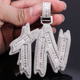 Moissanite Passes Diamond Tester Charm Necklace Iced Out Sier Letter Name Pendant Hip Hop Jewellery