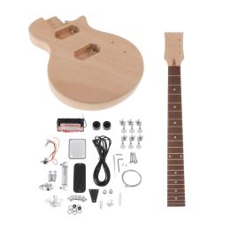 Guitar Unfinished Diy Electric Guitar Kit Mahogany Body & Rosewood Fingerboard Guitar Neck