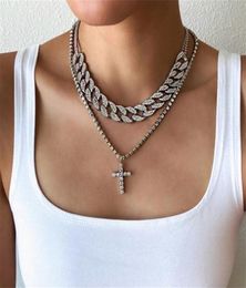 Hip Hop Cuban Link Chain Choker necklace set Iced Out pendant necklace Jewelry Women Men Hiphop Bling Luxury Jewellery6686062