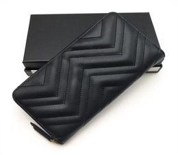 Mode Frauen Brieftaschen Klassische Frauen Clutch Wallet Echtes Leder langer Reißverschluss Brieftaschen Organizer Brieftaschen Geldbörse mit Box5867114