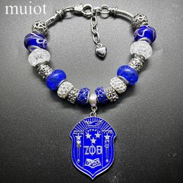 Strand Original Sorority Society ZETA PHI BETA Letter Badge Shield Pendant Murano Hole Beads Gift Souvenir Braceletjewelry