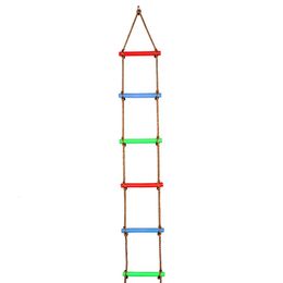 Wooden Rope Ladder Kids Fitness Toy Multi Rungs Climbing Game Toy Outdoor Training Activity Safe Sports Rope Swing Swivel Rotary 240410