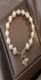 Beaded Strands Baroque Freshwater Pearl Bracelets For Women Retro Style Bee Zircon Light Luxury To Buckle Fashionable Elegant S6636552