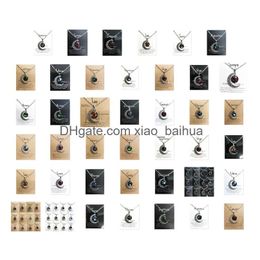 Pendant Necklaces Night Glow Retro Moon12 Constellation Zodiac Sign Necklace Horoscope Jewellery Galaxy Libra Astrology Gift With Retail Otgpd