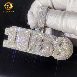 Custom Iced Out Moissanite 3Inch Two Tone Number Letter Pendants Sier Hip Hop Jewellery