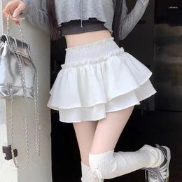 Skirts White Cake Half Skirt Women's Summer Short Spicy Girl Fluffy High Waisted A-line Ballet Style Vintage