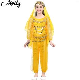 Stage Wear Kids Girls Belly Dance Outfit Suit Dancewear Children Sequins Dancing Clothes Sets Halloween Performance Costumes