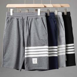 shorts mens Capris sports casual shorts stripe large loose summer cotton pants beach breeches mens pants