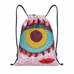yayoi Kusama Drawstring Backpack Women Men Gym Sport Sackpack Foldable Abstract Aesthetic Art Training Bag Sack c25G#