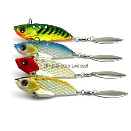 100Pcs 6Cm 20G Metal Vib Fishing Lures Hard Bait With Ball Bearing Swivel Spoon Tackle Jig Vibe Drop Delivery Dhjwe