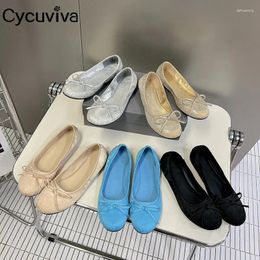 Casual Shoes 2024 Satin Ballet Flats For Women Slip On Loafers Bowknot Summer Rome Dress Dance