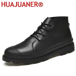 Boots Casual Leather Ankle Men Outdoor Shoes For Male All-match Comfortable Non-slip Motorcycle Mens Big Size 37-47