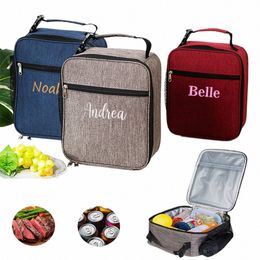 persalised Lunch Bag - Insulated Lunch Box Durable Reusable Cooler Bag Embroidery Name for Men, Adults, Women E3NF#