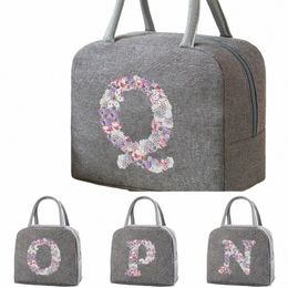 food Thermal Lunch Bag Women Rose Fr Letter Print Picnic Packed Cooler Bags Insulated Lunchbox School Child Dinner Handbag I3Wx#
