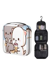 Cosmetic Bags Cases Fashion Peach And Goma Mochi Cat Bubble Tea Travel Toiletry Bag Women Hanging Makeup Organiser Dopp KitCosme5578244