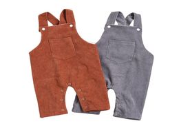Baby Backless Strap Jumpsuits Solid Colours Sleeveless Onesies Toddler Baby Boays Poccket Jumpsuit Kids Causual Ooutfits Ropa Bebe 5791036