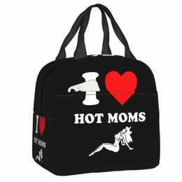 i Love Hot Moms Insulated Lunch Tote Bag for Women Children Portable Cooler Thermal Lunch Box Outdoor Food Picnic Ctainer Bags I8fw#