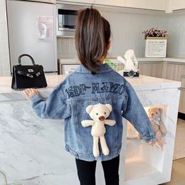 Jackets 2024 Fashion Children's Girls Clothes Denim Cartoon Kids Clothing Jacket Casual Coat 3 4 5 6 7 8 9 10 11 12Years