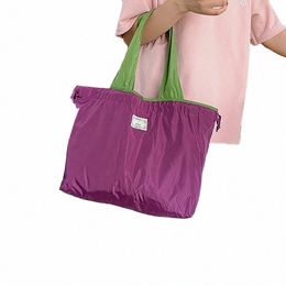 reusable Shop Bags for Women Grocery Tote Bag Foldable Oxford Cloth Drawstring Shoulder Bag Grocery Bag Shop Storage G0Vq#