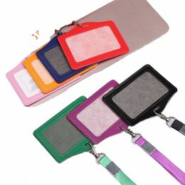 pu Leather Work Name Carto Card Holders Multi Coloured ID Busin Exhibiti Card Sleeve Protective Shell Case Office Supplies S88q#