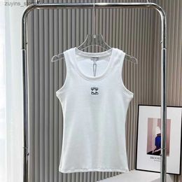 Women's Tanks Camis Summer tank top women designer fashion knitted sleeveless vest embroidered woven band shirt L49