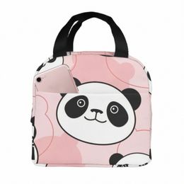 cute Panda Bear Face Lunch Bag Adult Tote Bag Reusable Lunch Box Ctainer For Women Men School Office Work 59cL#