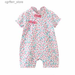 Rompers Baby Girls Clothes Chinese Style Newborn Summer Jumpsuit Infant Cotton Thin Shorts Sleeve Romper 0-24 Month L410