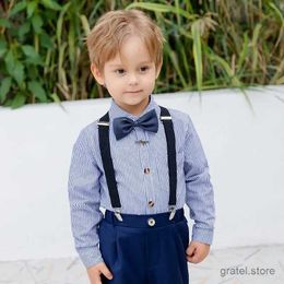 Suits Childrens Day Stripe Performance Suit Kids Formal Graduation Ceremony Show Tuxedo Wear Boys Summer Photograph Wedding Dress