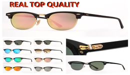 Womens Mens Sunglasses Fashion Vintage Sunglasses Half Frame Sun glasses UV Protection Glass Lenses with Leather Case and Retail P7751780