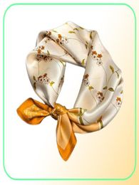 Scarves 100 Silk Scarf Women Print Hair Neck Square Office Ladies Shawl Bandanna 53CM Hijab Handkerchief Muffler Foulard FJ5457826242