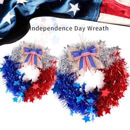 Decorative Flowers Chimney Decorations Outside Fall Porch American Flag Wreath Independence Day Decoration Wreaths Placed In Front Of
