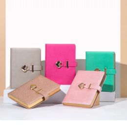 Notebooks Cute Diary PU Leather Notebook with Heart Lock Key Korean Stationery School Supplies Lockable Password Writing Pads Girls Gift