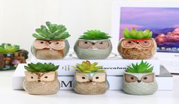 Creative Ceramic Owl Shape Flower Pots Garden Decorations New Ceramic Planter Desk Flower Pot Cute Design Succulent Planter Pot JX2627497