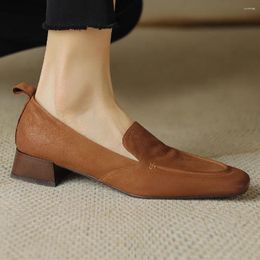 Casual Shoes Danxuefei Plus Size 34-42 Women's Genuine Leather Square Toe Slip-on Flats Loafers Leisure Soft Comfortable High Quality
