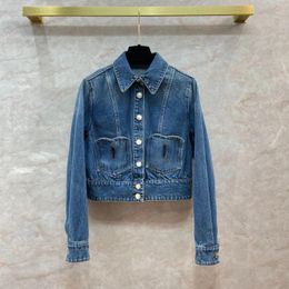 Women's Jackets Blue Denim Short For Women Casual Coat 2024 Spring Summer Retro Fashion Embroidered Jean Jacket