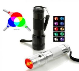 New Rainbow Colorshine Colour Changing RGB LED Flashlight 3W Aluminium Alloy RGB Edison LED Multicolor LED Rainbow of 10 Colour Torc7137904