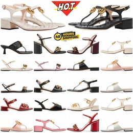 designer sandals sandal shoes slides sliders slide womens Classic High heeled party 100% leather sexy heels 5cm Lady Metal Belt buckle Thick Heel Woma 76md#