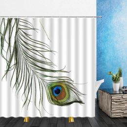 Shower Curtains Feather Colourful Birds Peacock Feathers 3DPrint Pattern Bathroom Curtain Fabric Bath With Hooks Decoration