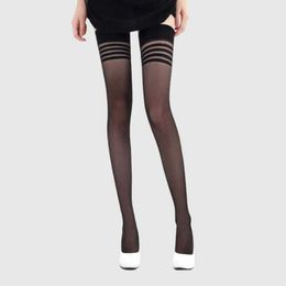 Sexy Socks Sexy Stocking Adults Women Stripe Stockings Thigh High Black White Stay Up Skid Resistance leggings Long Stockings Winter 240416
