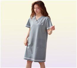 Women039s Sleepwear Shortsleeved Cotton Night Gowns Summer Soild Nightgowns Home Wear Lady Sleep Lounge Sleeping Dress M3XL4206002