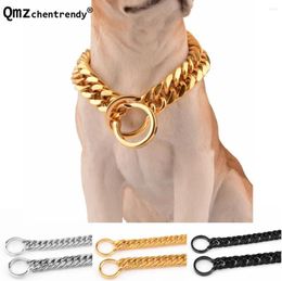 Pendants S 16mm 12-34inch Gold Silver Black Tone Double Curb Cuban Chain Neck Stainless Steel Dog Collar Wholesale Pet Necklaces