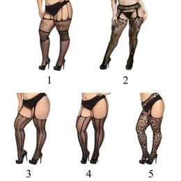 Sexy Socks Women Sexy Lingerie Pantyhose Erotic Garter Belt Thigh High Stockings Mesh Open Crotch Fishnet Panty Bottoming Tights 240416