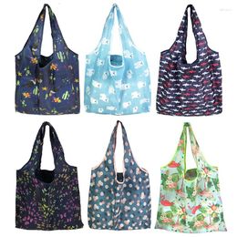 Shopping Bags Print Pattern Eco Bag Folding Reusable Tote Handbag Environmental Shoulder Multifunction Fashion