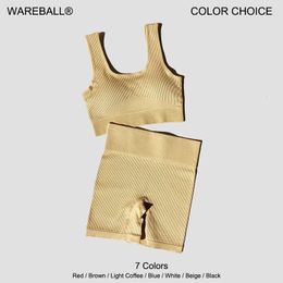 WAREBALL 2PCS Women Yoga Set Gym Set Sexy Bra Seamless Sports Shorts Workout Running Clothing Gym Wear Athletic Sport Suit 240407